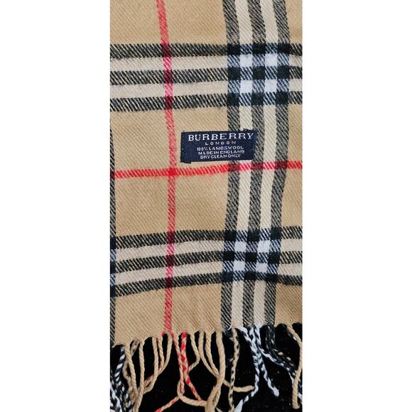 BURBERRYs of London 100% Lambswool BEIGE Scarf Shawl Nova Check Vintage (Longer) - Picture 3 of 9